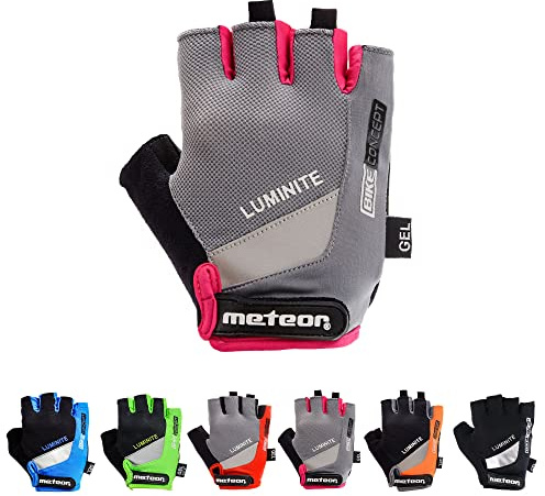 meteor radhandschuhe MTB Handschuhe Herren Gel GX31 Green fahrradhandschuhe Mountainbike Handschuhe - Radsport Handschuhe Damen - Radsporthandschuhe Fahrrad Handschuhe Kinder (L, Rosa)