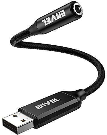 ENVEL Headset-Adapter, 3,5-mm-Buchse auf USB-Stecker, integrierter Chip, Externe Stereo-Soundkarte, TRRS 4-poliges Mikrofon, unterstützt USB auf Kopfhörer-Adapter für PS4, Laptop, PC
