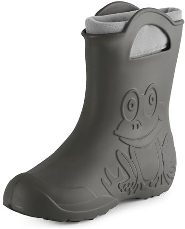Ladeheid Bottes de pluie femme légères imperméables en mousse EVA avec doublure chaude motif grenouille semelle antidérapante poignées faciles à enfiler LA-CA-12 (Carbone, 36/37 EU)