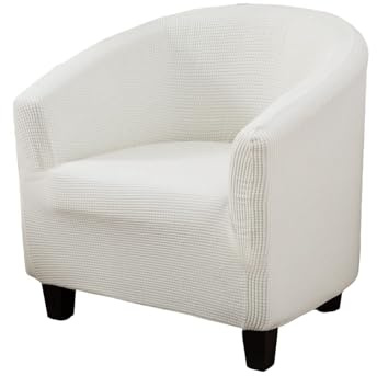 NILUOH Club Chair Slipcover Jacquard Tub Chair Cover Stretch Armchair Covers Sofa Cover Furniture Protector for Living Room (Jacquard Off-White)