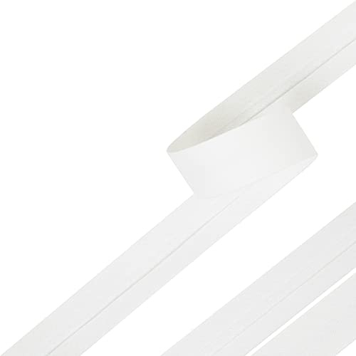 Bias Binding Tape for Sewing, Bias Tape, Bunting Tape, 20mm Single Fold, 100% Cotton, 30 Colours (White)