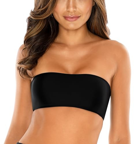 RELLECIGA Bañador Partes de Arriba de Bikinis de Mujer Bandeau Top Lambada Negro S