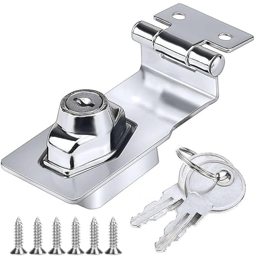 Litensh Cerradura de cerrojo de ángulo recto de 90 grados con llave igual, cerrojo pequeño de metal, hebilla de pestillo de seguridad para puerta, cerradura de cobertizo de candado (4 pulgadas)
