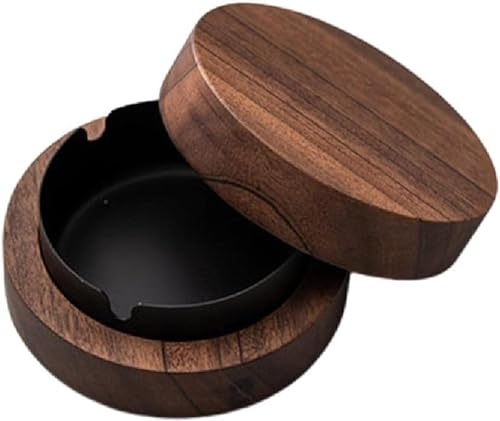 Hölzern Windaschenbecher,Aschenbecher, Aschenbecher mit Deckel, Winddichter Geruchsdicht, Gelten Bar, Wohnzimmer, Büro, Die Party, Schwarz