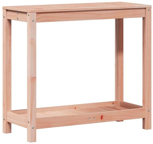 vidaXL Solid Wood Douglas Potting Bench Table with Shelf, 82.5x35x75 cm - Weather- Garden Workstation for Patio/Greenhouse, Brown, Assembly Required