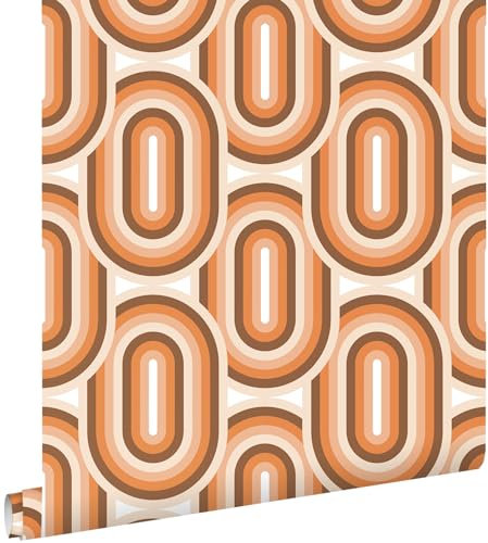 papier peint ornements au style rétro orange et marron 53 cm x 10.05 m - ESTAhome