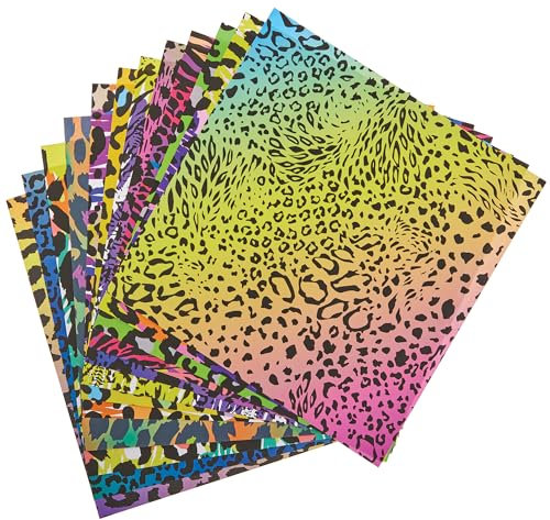 Baker Ross FN271 Bunte Tiere bedrucktes Papier - Packung mit 48 Stück, bedrucktes Papier zum Basteln, Scrapbooking, Dekorieren, gemustertes Papier