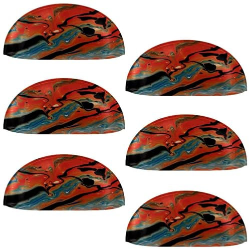 VAPOKF 6 Pcs Shell Cup Handles, Semi Circle Drawer Knobs Pulls Handles Used for Bedroom Dresser Cabinet Cupboard Kitchen Door, Red and Black Paint