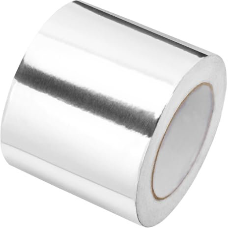 QWORK® Cinta Adhesiva de Aluminio Ancha 100 mm x 50 M - Cinta Selladora Resistente al Calor e Impermeable - para Sellar, Reparar y Aislar