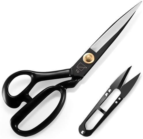 Stoff-Nähschere für Linkshänder, 26,8 cm, robuste Schneiderschere, Hartstahl, Schere zum Schneiden von Leder, Kleidung, Schneidern, Basteln (mit Fadenschneider)