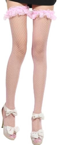 WDCDYQDH par de Medias de Rejilla sexys para Mujer, con Encaje hasta el Muslo, de Color Liso, con Aberturas (Talla única Rosa).