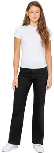 989Zé ENZO Womens Wide Leg Stretch Denim Jeans Straight Trousers Casual Cotton Relaxed Fit Baggy Loose Pants with Pockets EZL657_Jeans Black 14 R