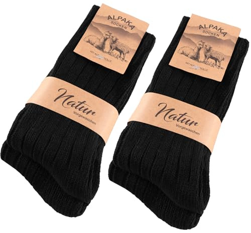 SockWaddles 4 Paia di Calzini di Alpaca Per Uomo e Donna, Calze Termici Traspiranti, Extra Caldi, Calzini Invernali Spessi con Lana D'Alpaca, Taglie 39-42 43-46