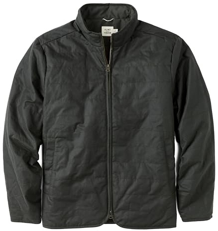 Huckberry Flint and Tinder York Quilted Waxed Jacket, Mens Coat, Dark Olive, X-Large