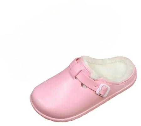 FLIOZY Zuecos de invierno para mujer con forro de pelo – Zapatos impermeables de cuidado antideslizante para jardín para interior y exterior, Rosa., 37 EU