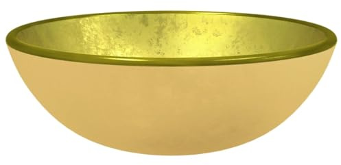 Vasque à Poser, Lavabo à Poser en Verre Lave Main Salle de Bain Verre trempé 35x12 cm Doré