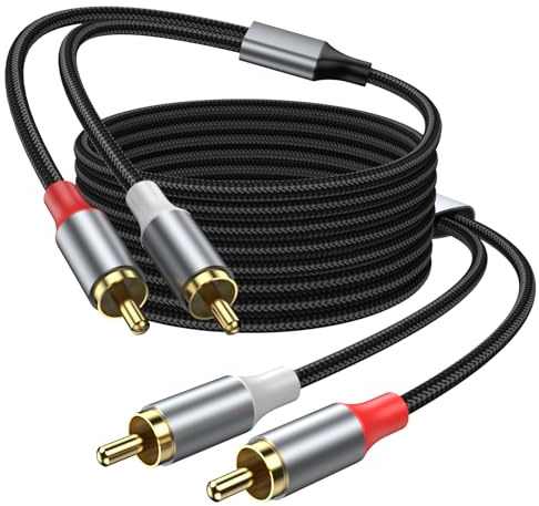 KAYQINHO 2RCA Audio Cable 1M, 2RCA Male to 2RCA Male Stereo Audio RCA Cables, Hi Fi Stereo Cord with Gold Plated Connectors for Home Theater, Subwoofer, Amplifier, Receiver, Speaker.