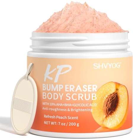 Kp Bump Eraser Body Scrub med glykolsyra och salcylsyra, kroppsskrubba exfolierande Aha+Bha för kyckling och jordgubbshud, minskar kutana blödningar, lugnar rodnad och inåtväxt hår