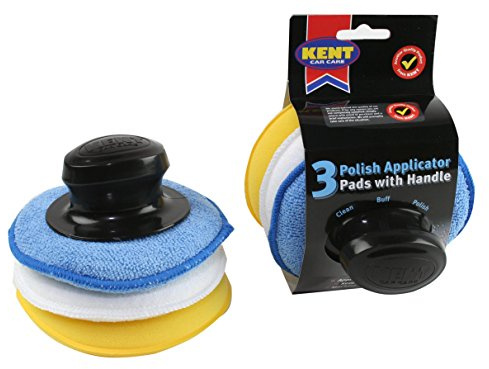 Kent Car Care GKEQ9255 Polish Applicator Pads with Handle, Blue/white/yellow