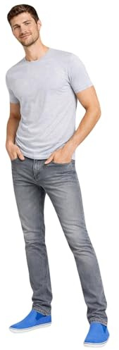 True Face Mens Jeans Slim Fit Stretch Trousers Denim Pants Cotton Bottoms Zip Fly 5 Pockets Western Casual Wear TrueFace TF022 Grey Wash 30WX30L