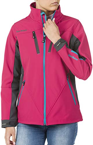 Roc Neige Chaqueta Softshell Mujer, combinada, Cremallera, Bolsillo en Pecho+Laterales, Velcro en puños. Impermeable, Cortavientos, Alta Capacidad Termica. Mujer Rosa Fucsia+Gris Oscuro M