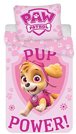 Paw Patrol Skye Children's Bed Linen 2-Piece Set Duvet Cover 100 x 135 cm + Pillowcase 40 x 60 cm 100% Cotton Oeko-Tex Pink