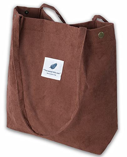 VOKUVIKU Borsa di Stoffa Donna Borsa di Tela Grande Borse Tote Bag da Donna Canvas per Scuola Lavoro Shopping, Marrone