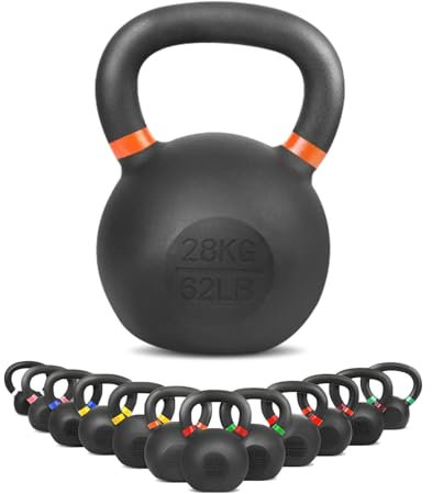 wuuhoo® pesa rusa Rocky kettlebell 4kg - 28kg de hierro fundido macizo con recubrimiento de polvo, peso de hierro fundido, mancuerna de balanceo para su entrenamiento de fuerza -