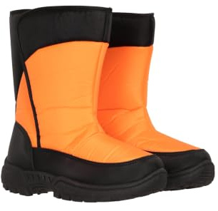 Mountain Warehouse Caribou Single Stripe Kids Snow Boots - Snowproof Shoes, Insulated Walking Boots, Warm, Sherpa Fleece Lining, High Traction Sole - For Orange Kids Shoe Size 12