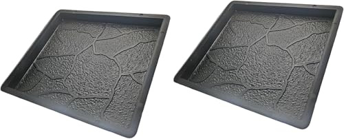 Gießformen-Schalungsformen 2 St. [Bruchsteinoptik 30 x 30 cm] -Terrassen/Gehwegplatten selber gießen (210)