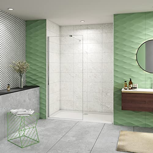 50x200 cm Doccia Walk In Parete Fissa Vetro Temperato da 10 mm Trasparente Anticalcare con Barra Stabilizzatrice 90 cm Snodabile Cromo Lucido