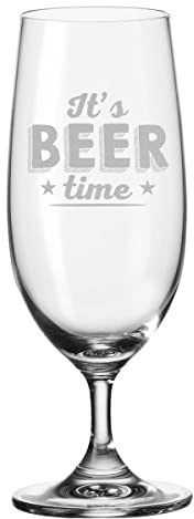 Leonardo Vaso de cerveza con grabado – It's Beer Time – Tulipán de cerveza como regalo para amantes de la cerveza – Idea de regalo para hombres para cumpleaños – Regalos para papá para el Día del