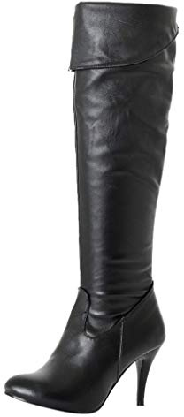 Women's Knee High Boots Size 6 Over The Knee Slouchy Faux Leather Stiletto High Heel Boots Pointed Toe Tall Boots Long Boots Thigh High Fashion Boots Stretch Over The Knee Boots Black