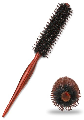 Rundbürste 3,3cm Wildschweinborsten Haarbürste Lockenbürste für Frauen Natürlichen Rundbürste zum Föhnen Mini Roll-Haarbürste Borsten Bart Bürste für Männer