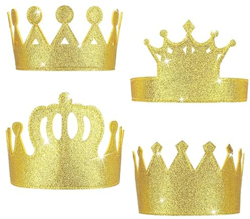 YIZHIXIANGQ König Krone Gold, 4pcs Krone Geburtstagshut, Königskrone, Goldene Krone Kinder König, Geburtstagskrone Kinder Gold, Geeignet für die Königliche Dekoration Einer Geburtstagsfeier