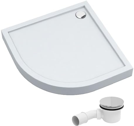 AQUABAD Duschwanne/Duschtasse | Komplettset Ultima mit LeakProtect Technologie Smooth White 90x90cm R55 Viertelkreis | inkl. Ablaufgarnitur/Siphon Alcadrain A49CR