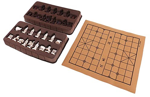 EHJRE Chinese Chess Set Folding Resin Terracotta Chess Set