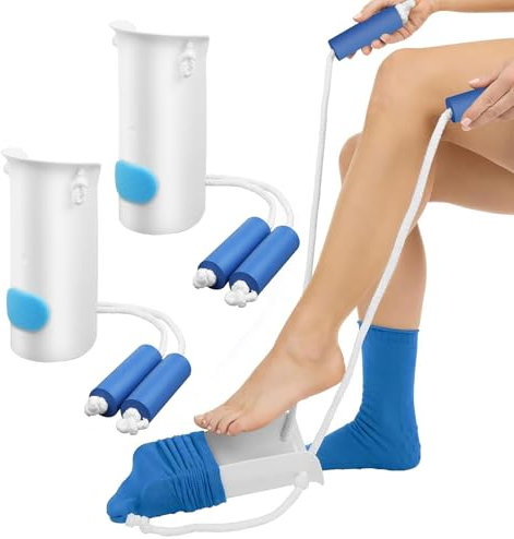 TEUYOE Aiuti per indossare e togliere i calzini per uomini e donne, aiuto per calzini da uomo, aiutante per calze con manici in schiuma, aiuta a indossare calzini per anziani, disabili, incinte