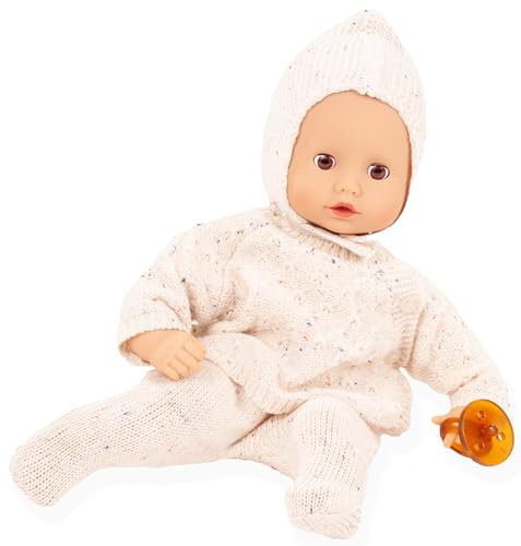 Götz 2520564 Muffin Baby Alles Strick Puppe - 33 cm große Babypuppe mit braunen Schlafaugen, ohne Haare und Weichkörper - Weichkörperpuppe in 5-teiligen Set