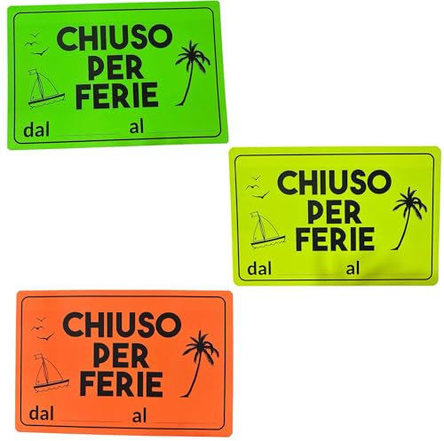 Cartello “Chiuso per Ferie” 20x30 cm – Adesivo in Vinile Ultra Resistente Impermeabile – Segnale per Negozi e Attività – Colori Casuali ART.7882968
