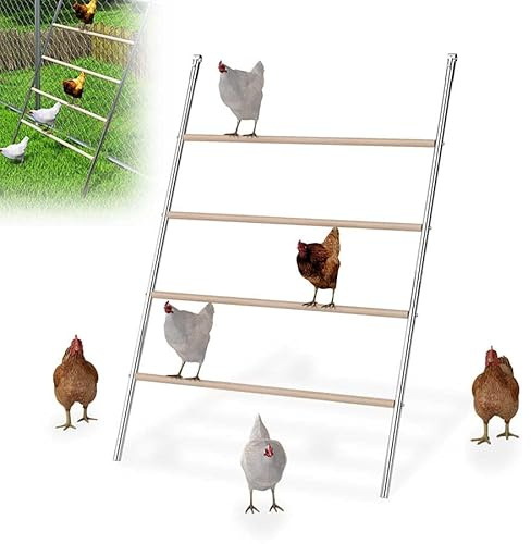 Aufun Kycklingstege, 4 nivåer, stor sittstång för kycklingar, 140 x 105 cm, kycklingstav, klättertorn, kycklingleksak för löpning, kycklingstång för bakgårdsfjäderfä, fågelställ, bondgård, hönshus