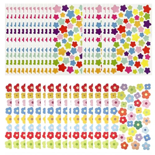 TSUOUKL 20 hojas de pegatinas de flores, coloridas mini impermeables lindas decorativas pegatinas para álbumes de recortes, blocs de notas, bicicletas, coches, motos, vasos