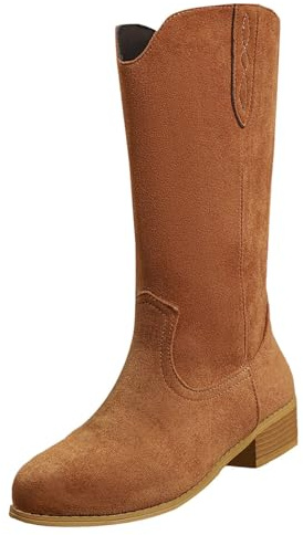 Botas de Nieve Mujer,Botas Mujer Altas Planas Elegantes Comodos Empeine Botines Mujers Media Botines Mujers Invierno en Piel con Tacón Cuña Outdoor