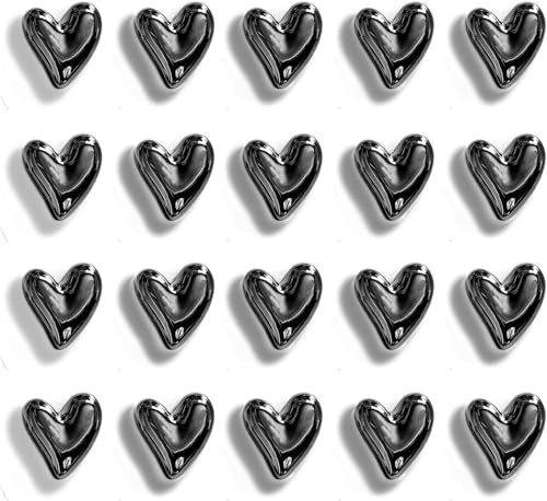 20 Pezzi Calamite Frigorifero a Forma di Cuore, 3D Magneti Decorativi Neri per Frigo, Lavagna e Ufficio, Piccoli Magneti di Design per Decorare la Cucina, Magnete per Frigorifero Natalizio e Regalo