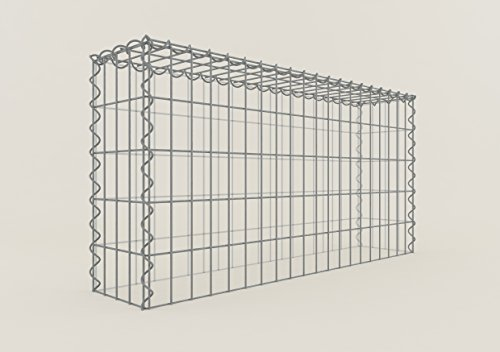 GABIONA Cesta de piedra de gavión rectangular, malla de 5 x 10 cm, profundidad de 20 cm, cesta de cultivo tipo 3, cierre de espiral, galvanizado (100 x 50 x 20 cm)