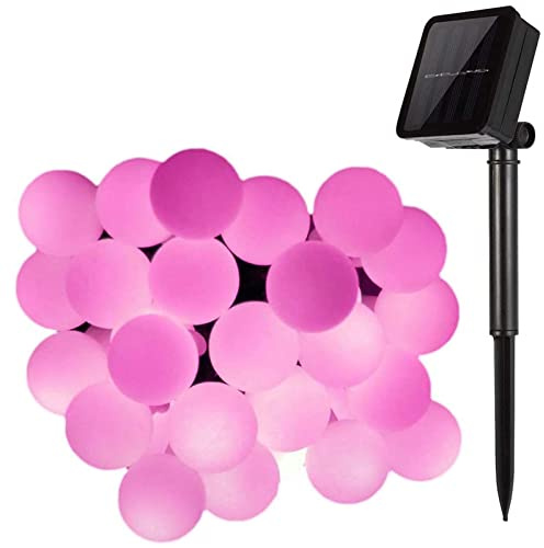 KEEDA Guirlande Solaire 50LED Boules String Lights Guirlande Lumineuse Extérieure Noël d'éclairage pour décorer Le Jardin,Patio,Mariage,Party(Rose)