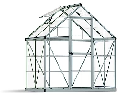 Palram Canopia Harmony 6x4 Silver Greenhouse - Clear Polycarbonate, Aluminum Frame, Base Included