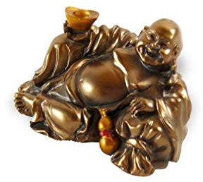lachineuse – Lucky Lachender Buddha-Statuette – kleine goldene Buddha-Statue 7 cm – Feng Shui Zen Dekoobjekt – Innenbereich, Wohnzimmer, Büro – Geschenkidee China Asien Viel Glück