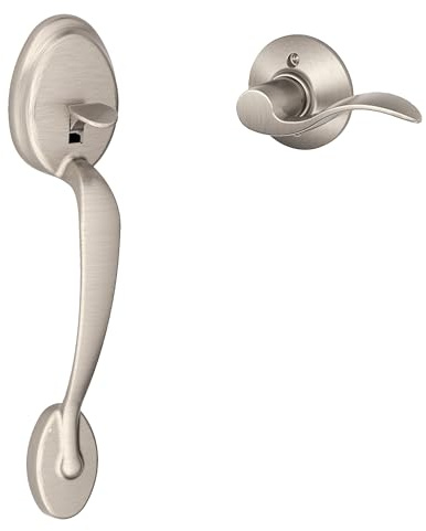 SCHLAGE FE285 PLY 619 Acc LH Plymouth Trim Lower Half Front Entry Handleset with Accent Left Hand Lever, Satin Nickel