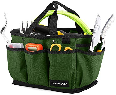 Housolution 12 pouces Sac Fourre-tout de Jardinage - Vert Foncé | Sac de Rangement d'Outil de Jardin et Organisateur à la Maison avec des Poches, Résistant à l'Usure et Réutilisable
